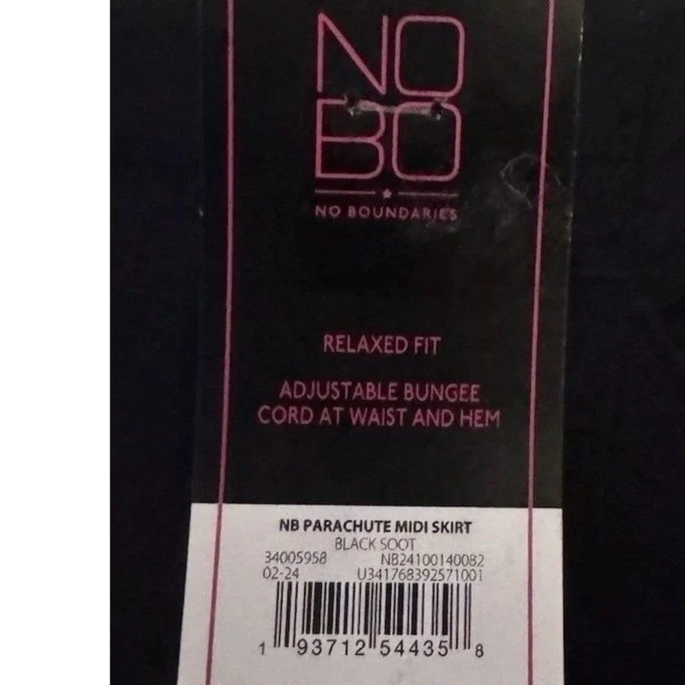 NOBO‎ Size XS Long Black Skirt Nylon Parachute Drawstring Cargo Utility Gorpcore